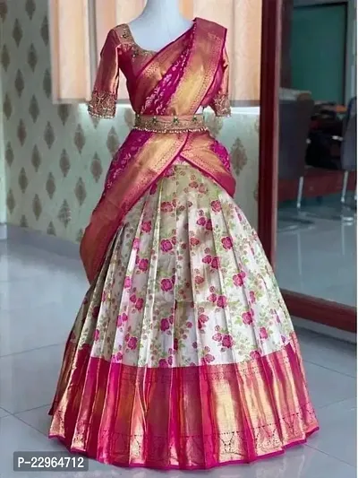 Traditional Art Silk Pink Semi Stitched Zari Work Lehenga Choli With Dupatta Set For Women-thumb0