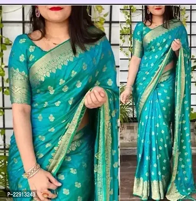 Stylish Art Silk Green Woven Design Saree with Blouse piece For Women-thumb2