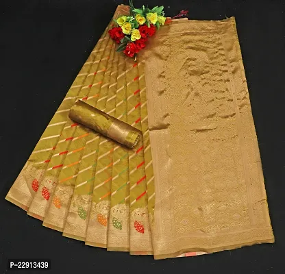 Stylish Art Silk Mustard Woven Design Saree with Blouse piece For Women