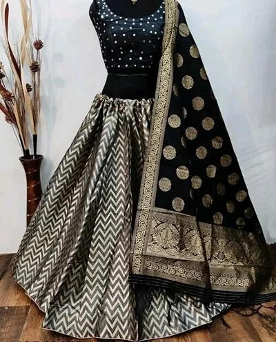 Fashionable Banarasi Silk  Semi Stitched Women Lehenga Choli