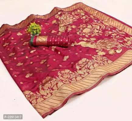 Stylish Art Silk Maroon Woven Design Saree with Blouse piece For Women