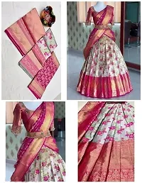 Traditional Art Silk Pink Semi Stitched Zari Work Lehenga Choli With Dupatta Set For Women-thumb1