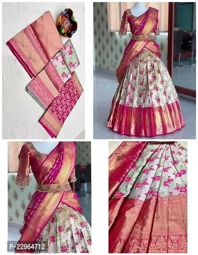 Traditional Art Silk Pink Semi Stitched Zari Work Lehenga Choli With Dupatta Set For Women-thumb2