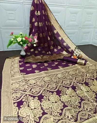 Stylish Art Silk Purple Woven Design Saree with Blouse piece For Women-thumb2