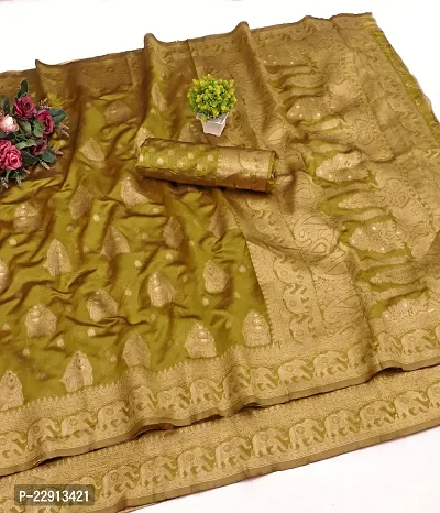 Stylish Art Silk Mustard Woven Design Saree with Blouse piece For Women