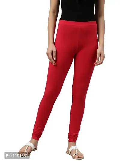 PINKSHELL Churidar Leggings for Women Cotton Lycra Leggings Leggings Churidar Solid Slim fit Pajami Ethnic Lower Ocassional Leggings (4XL, red)-thumb0