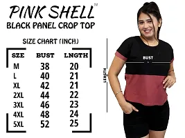 Pinkshell Women?s/Ladies/Girls Black Panel Crop top/Round Neck/Regular Fit T-Shirt, Half Sleeves Solid Crop top,Cotton Top, Cotton T-Shirt Plus Size Crop (3XL, Rosewood)-thumb5