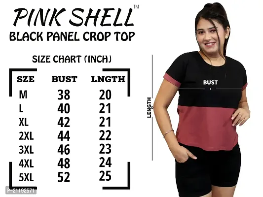 Pinkshell Women?s/Ladies/Girls Black Panel Crop top/Round Neck/Regular Fit T-Shirt, Half Sleeves Solid Crop top,Cotton Top, Cotton T-Shirt Plus Size Crop (3XL, Rosewood)-thumb6