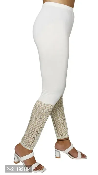 PINKSHELL Elegant Zari Lace Legging for Womens (L, White)-thumb4
