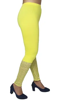 PINKSHELL Elegant Zari Lace Legging for Womens (XL, Yellow)-thumb1