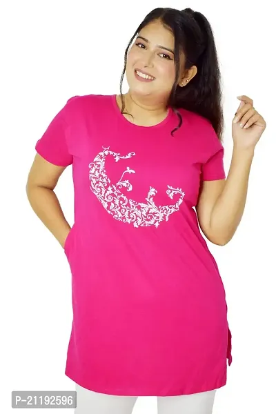 PINKSHELL Moon Printed Polo T-Shirt for Women (3XL, Magenta)