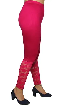PINKSHELL Designer Mini Lace Legging for Women (Large, Magenta)-thumb2
