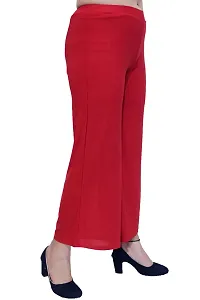 PINKSHELL Stylish Casual Wear Malai Lycra Flair Palazzo Plain/Shiney Wide Palazzo Different Color/Stretchable/Ankle Length Palazzo for Women, Ladies and Girls by Pink Shell (Large, RED)-thumb1