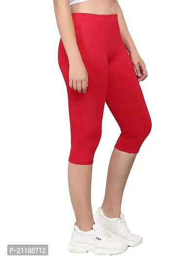 PINKSHELL Plain Capri for Women Calf Length Capri (5XL, RED)-thumb3