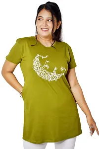 PINKSHELL Moon Printed Polo T-Shirt for Women (Medium, Olive)-thumb3