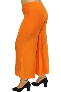 PINKSHELL Stylish Casual Wear Malai Lycra Flair Palazzo Plain/Shiney Wide Palazzo Different Color/Stretchable/Ankle Length Palazzo for Women, Ladies and Girls by Pink Shell (XL, Orange)-thumb3