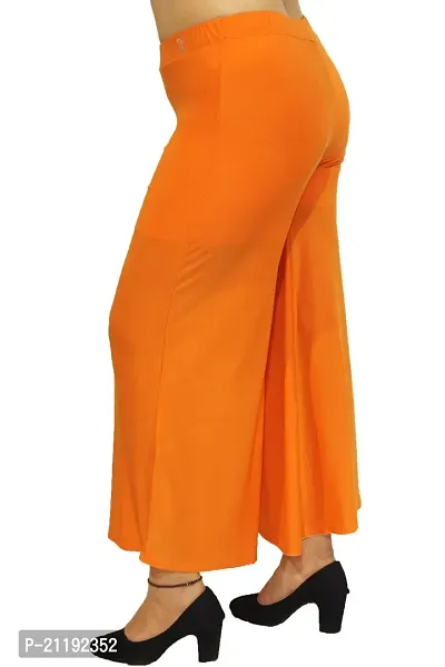 PINKSHELL Stylish Casual Wear Malai Lycra Flair Palazzo Plain/Shiney Wide Palazzo Different Color/Stretchable/Ankle Length Palazzo for Women, Ladies and Girls by Pink Shell (XL, Orange)-thumb4