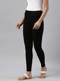 PINKSHELL Women?S Straight FIT Ankle Length Legging Elegant Women Solid Cotton Lycra Super Quality Ankle Length Legging (Large, Black)-thumb2