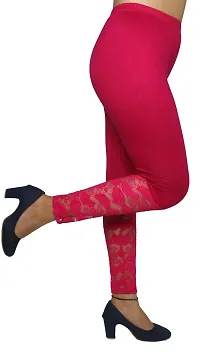 PINKSHELL Designer Mini Lace Legging for Women (Large, Magenta)-thumb1