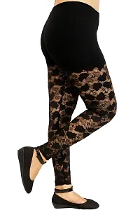 PINKSHELL Women?s Straight Fit Designer Full lace Ankle Length Legging/Elegant Women Solid viscou Lycra Super Quality Sexy net Keeps You Look hot, Fancy/Elegant Legging (XL, Black)-thumb2