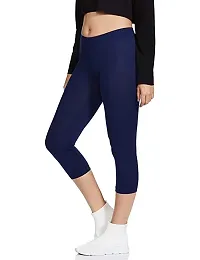 PINKSHELL Plain Capri for Women Calf Length Capri (4XL, Navy Blue)-thumb4