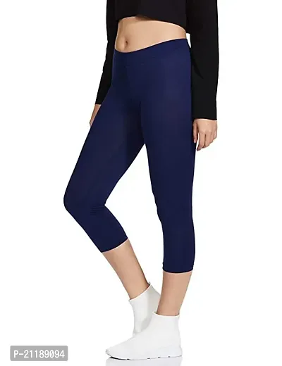 PINKSHELL Plain Capri for Women Calf Length Capri (4XL, Navy Blue)-thumb5