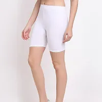 Pinkshell Plain Capri and Short Combo for Women Calf Length Capri Active Workout Running Trendy Cotton Lycra Capri and Slim fit Cycling Yoga Shorts (5XL, White(C)/White(S))-thumb3