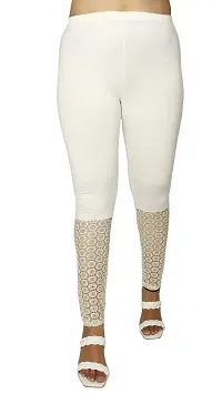 PINKSHELL Elegant Zari Lace Legging for Womens (L, White)-thumb2