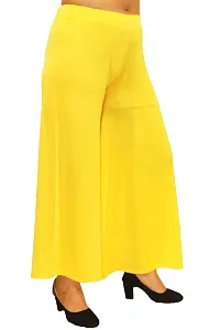 PINKSHELL Stylish Casual Wear Malai Lycra Flair Palazzo Plain/Shiney Wide Palazzo Different Color/Stretchable/Ankle Length Palazzo for Women, Ladies and Girls by Pink Shell (XL, Yellow)-thumb3