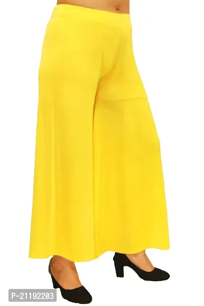 PINKSHELL Stylish Casual Wear Malai Lycra Flair Palazzo Plain/Shiney Wide Palazzo Different Color/Stretchable/Ankle Length Palazzo for Women, Ladies and Girls by Pink Shell (XL, Yellow)-thumb4