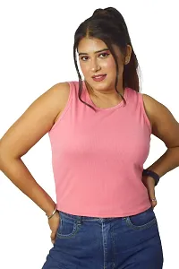 PINKSHELL Round Neck Long Crop Top (S, Pink)-thumb2