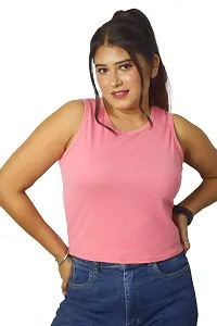 PINKSHELL Round Neck Long Crop Top (S, Pink)-thumb3