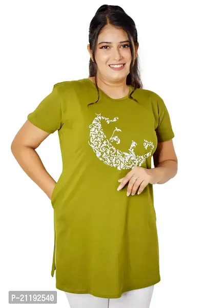 PINKSHELL Moon Printed Polo T-Shirt for Women (Medium, Olive)-thumb5