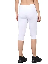 Pinkshell Plain Capri and Short Combo for Women Calf Length Capri Active Workout Running Trendy Cotton Lycra Capri and Slim fit Cycling Yoga Shorts (5XL, White(C)/White(S))-thumb2