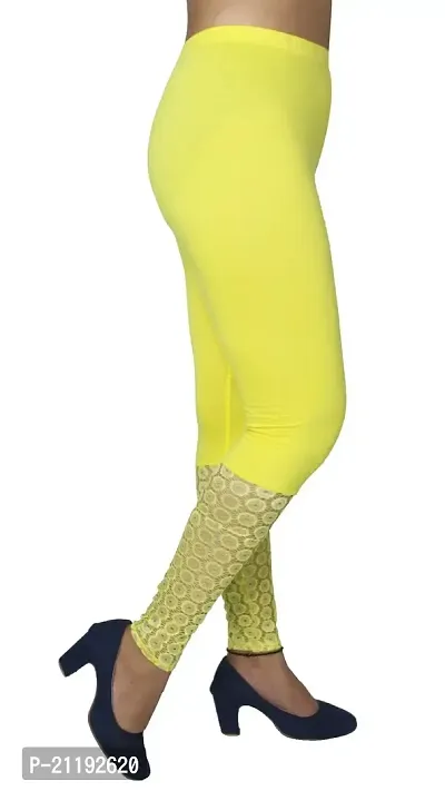 PINKSHELL Elegant Zari Lace Legging for Womens (XL, Yellow)