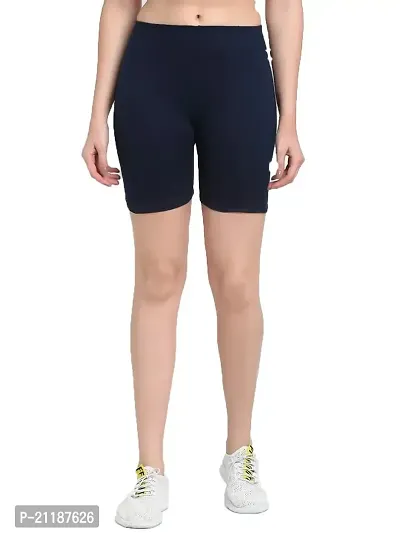 Pinkshell Soft and Skinny Cycling/Yoga/Casual Shorts for Girls/Women/Ladies Briefs (Medium, Navy Blue)