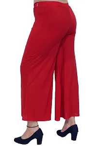 PINKSHELL Stylish Casual Wear Malai Lycra Flair Palazzo Plain/Shiney Wide Palazzo Different Color/Stretchable/Ankle Length Palazzo for Women, Ladies and Girls by Pink Shell (Large, RED)-thumb3