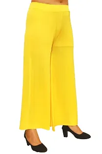 PINKSHELL Stylish Casual Wear Malai Lycra Flair Palazzo Plain/Shiney Wide Palazzo Different Color/Stretchable/Ankle Length Palazzo for Women, Ladies and Girls by Pink Shell (XL, Yellow)-thumb2