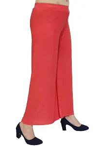 PINKSHELL Stylish Casual Wear Malai Lycra Flair Palazzo Plain/Shiney Wide Palazzo Different Color/Stretchable/Ankle Length Palazzo for Women, Ladies and Girls by Pink Shell (XL, Coral)-thumb3