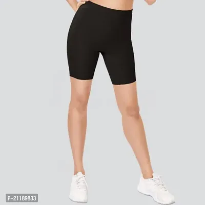 Pinkshell Plain Capri and Short Combo for Women Calf Length Capri Active Workout Running Trendy Cotton Lycra Capri and Slim fit Cycling Yoga Shorts (Large, Beige(C)/Black(S))-thumb2