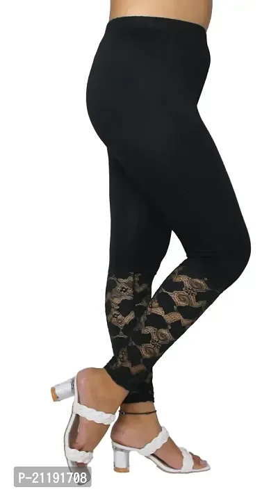PINKSHELL Designer Mini Lace Legging for Women (6XL, Black)