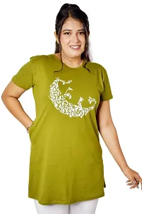 PINKSHELL Moon Printed Polo T-Shirt for Women (Medium, Olive)-thumb1
