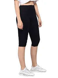 Pinkshell Plain Capri and Short Combo for Women Calf Length Capri Active Workout Running Trendy Cotton Lycra Capri and Slim fit Cycling Yoga Shorts (3XL, Black(C)/Beige(S))-thumb1