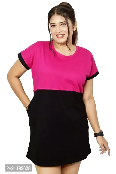 Pinkshell Women?s/Ladies/Girls Long Black Panel Polo T-Shirt,Round Neck Regular Fit/Side Slit/Cotton Long Polo,Half Sleeves T-Shirt (3XL, Black)-thumb4