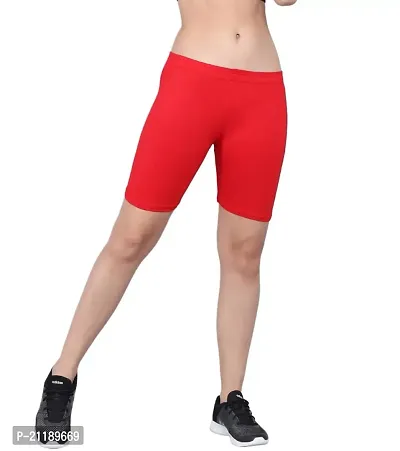 Pinkshell Soft and Skinny Cycling/Yoga/Casual Shorts for Girls/Women/Ladies Briefs Soft and Skinny Cycling/Yoga (XXL, RED)
