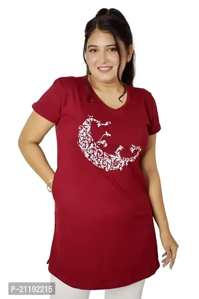 PINKSHELL Moon Printed Polo T-Shirt for Women (7XL, Maroon)