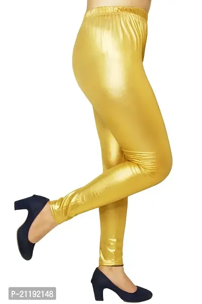 PINKSHELL Shimmer FOIL Glittery Legging for Women (5XL, Bright Golden)