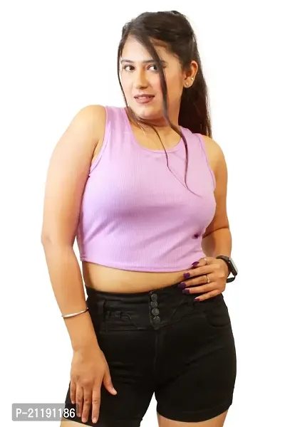 PINKSHELL Short Round Neck Tank Crop Top-thumb3