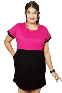 Pinkshell Women?s/Ladies/Girls Long Black Panel Polo T-Shirt,Round Neck Regular Fit/Side Slit/Cotton Long Polo,Half Sleeves T-Shirt (3XL, Black)-thumb4