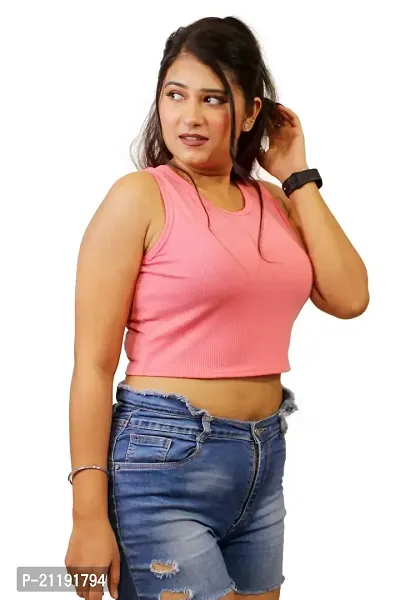 PINKSHELL Short Round Neck Tank Crop Top-thumb5